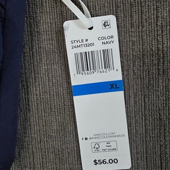 NWT Ann Cole Women's Blue Live In Color Ring Strap Swimsuit 2 Pc Set Size XL - Picture 6 of 8